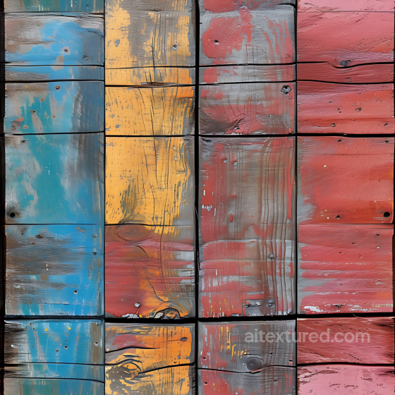 Painted Weathered Wood Boards PBR Texture with Colorful Distress Wood texture preview
