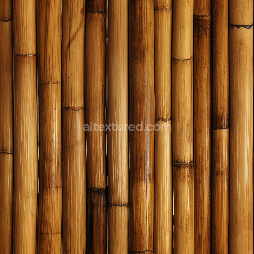 Seamless 3D PBR Texture of Polished Bamboo Culms in Warm Brown Shades