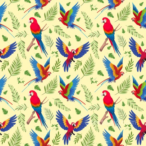 Pattern PBR Texture with Vibrant Tropical Parrots and Green Foliage seamless Pattern Bundle PBR texture