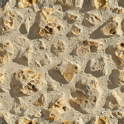 Seamless 3D Porous Limestone Rock PBR Texture with Rough Weathered Surface