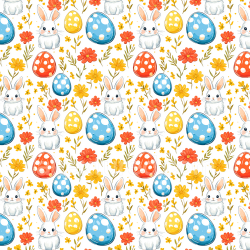 seamless Seamless 3D PBR Texture with Colorful Easter Eggs, Bunny, and Floral Pattern texture 8k free download PBR