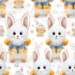 seamless Seamless 3D PBR Texture of Cute Easter Bunny with Yellow Outfit texture 8k free download PBR