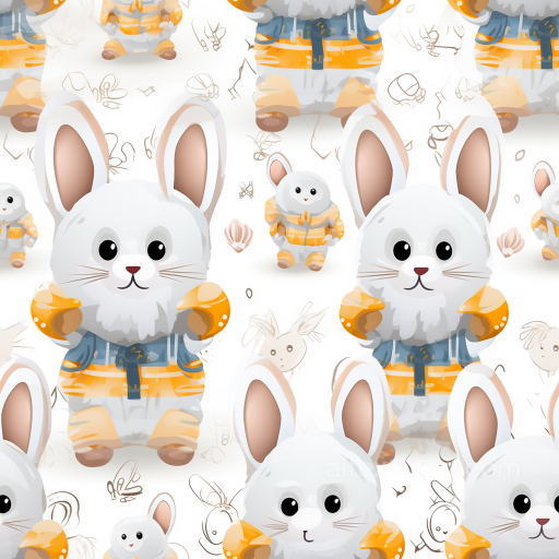 All Easter Digital paper Texture of Cute Easter Bunny with Yellow Outfit seamless All Easter Digital paper PBR texture