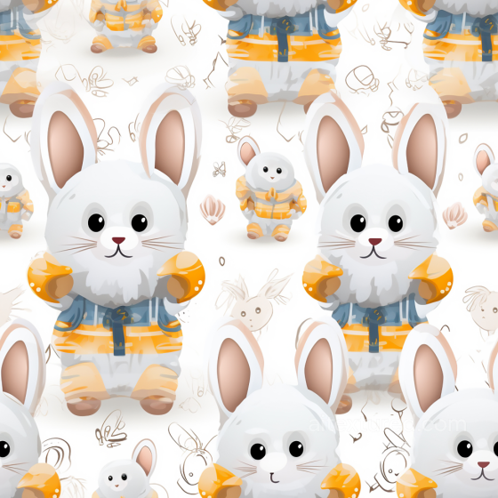 All Easter Digital paper Texture of Cute Easter Bunny with Yellow Outfit All Easter Digital paper texture preview
