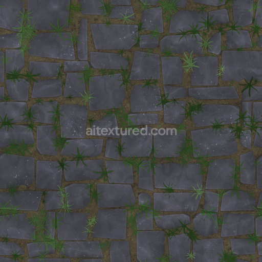 Stylized Archviz Floor Grass Ground Path Stone — Seamless PBR Texture
