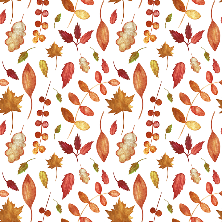 Featuring Colorful Autumn Leaves Pattern seamless PBR texture preview