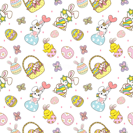 Pattern Bundle - Seamless 3D PBR Easter Bunny and Decorative Egg Pattern Texture texture preview