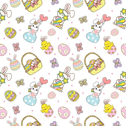 Easter Bunny and Decorative Egg Pattern Texture seamless Pattern Bundle PBR texture