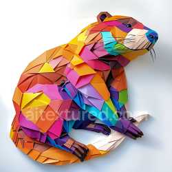 seamless Seamless 3D PBR Texture Featuring Colorful Origami-Style Beaver with Geometric Facets texture 8k free download PBR