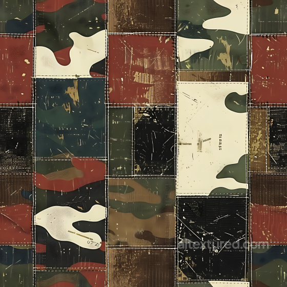 Patchwork Woodland Camouflage PBR Texture with Distressed Fabric and Military Colors Color Camouflage texture preview