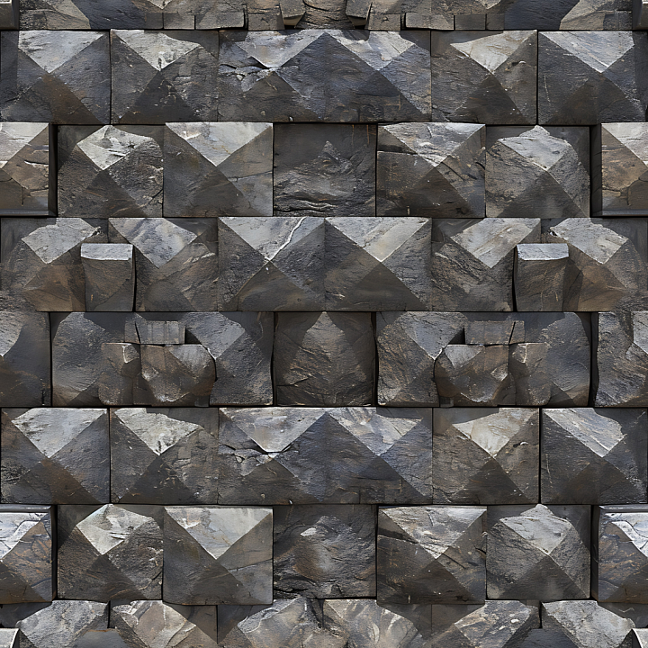 Weathered Stone Wall Featuring Rough, Cracked Blocks seamless PBR texture preview