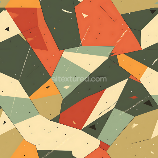 Seamless 3D Stylized Geometric Camouflage PBR Texture in Earth Tones
