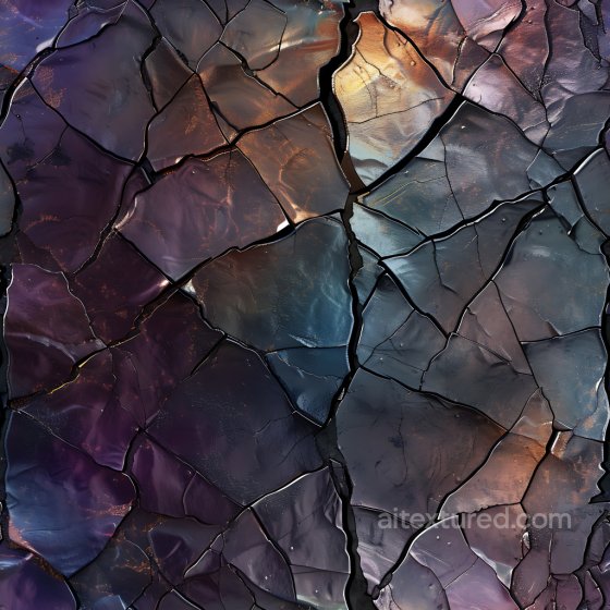 cracked metallic surface PBR texture with iridescent hues and jagged fractures Cracked & Holes texture preview