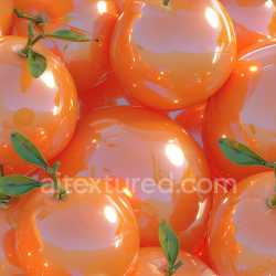 seamless Seamless 3D Inflated Glossy Orange Vinyl Texture with Green Leaves texture 8k free download PBR