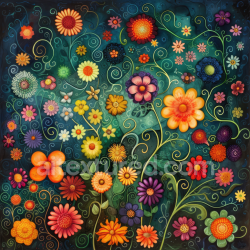 seamless Seamless 3D PBR Texture of Vibrant Embroidered Floral Fabric with Multicolor Flowers texture 8k free download PBR