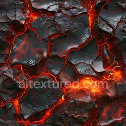 seamless Seamless 3D Cracked Volcanic Lava PBR Texture with Fiery Magma Glow texture 8k free download PBR