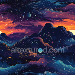 seamless Seamless 3D Space PBR Texture Featuring Stylized Cosmic Nebula Clouds and Vibrant Starfield texture 8k free download PBR