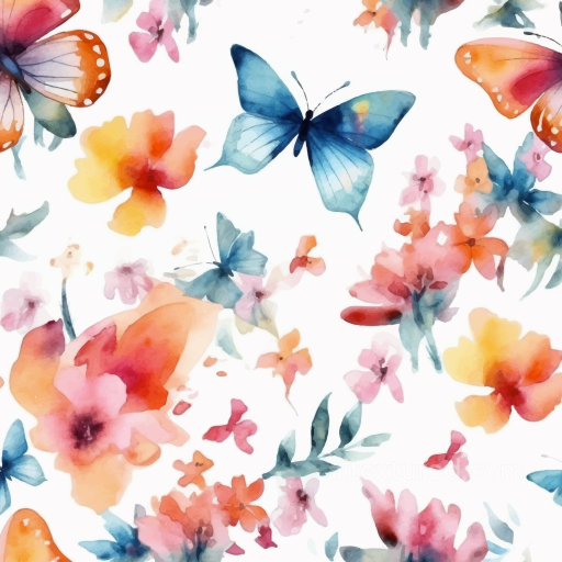 Featuring Soft Watercolor Butterflies and Floral Patterns seamless Watercolor Butterflies PBR texture