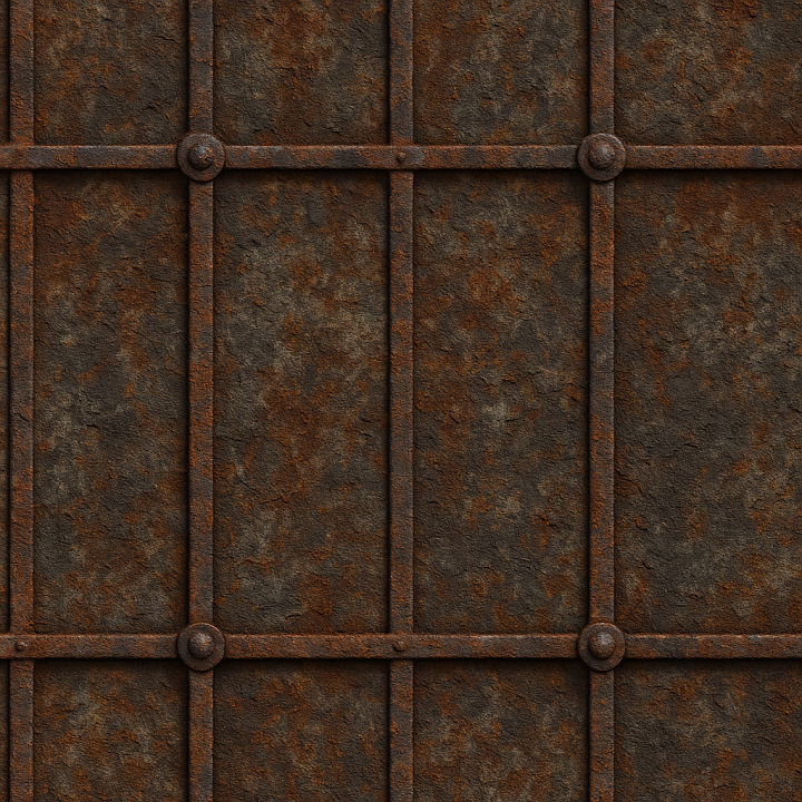 Rusted Metal Old Iron Gate For Haunted House seamless PBR texture preview