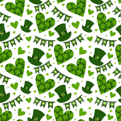 with Green Shamrocks and Top Hats Pattern seamless St patrick digital paper bundle PBR texture