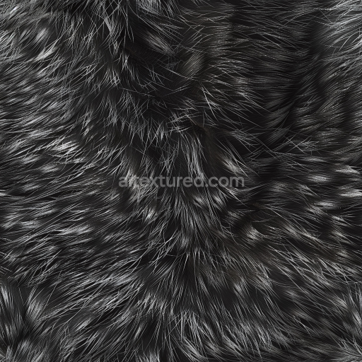 Seamless 3D Shiny Black Fur Leather PBR Texture with Glossy High Pile Surface