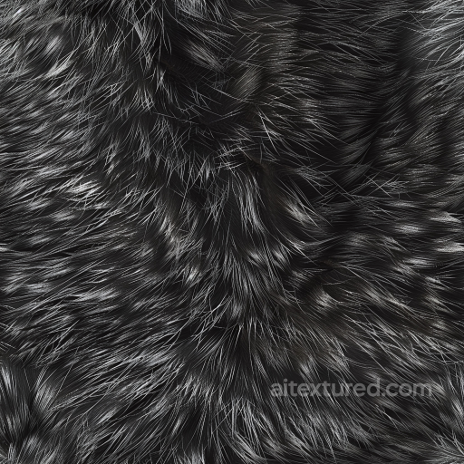 Shiny Black Fur Leather PBR Texture with Glossy High Pile Surface seamless Leather PBR texture