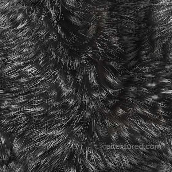 Shiny Black Fur Leather PBR Texture with Glossy High Pile Surface Leather texture preview