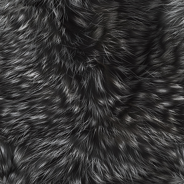 Shiny Black Fur Leather with Glossy High Pile Surface seamless PBR texture preview