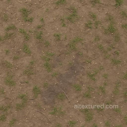 Dirt Compacted With Muddy Spots And Scattered Seeds Natural Wear seamless Park pavement PBR texture