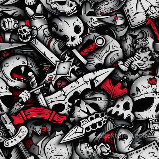 Graffiti Texture Featuring Skulls and Fantasy Weapon Art Graffiti texture preview