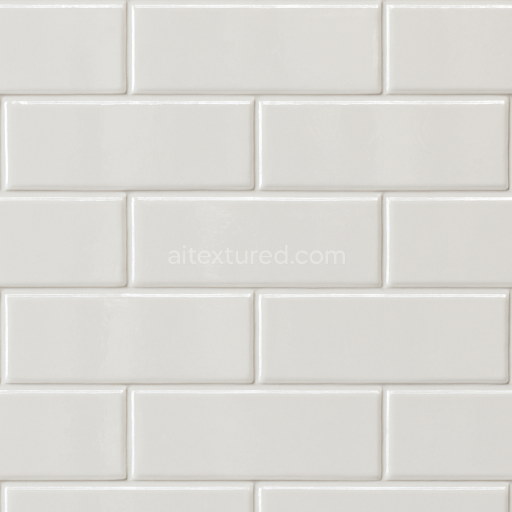 Seamless 3d texture pbr 8k subway tiles with white grout and reflective surface for modern clean walls