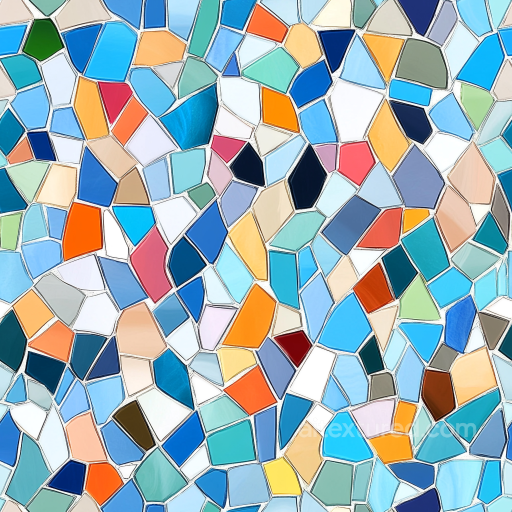 Mosaic PBR Texture Featuring Colorful Ceramic Irregular Tiles seamless Mosaic PBR texture