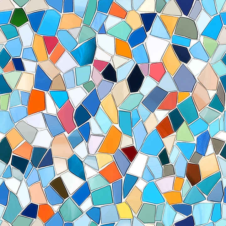 Mosaic Featuring Colorful Ceramic Irregular Tiles seamless PBR texture preview
