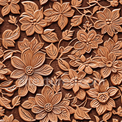 seamless Seamless 3D Embossed Floral Brown Leather PBR Texture with Raised Pattern texture 8k free download PBR