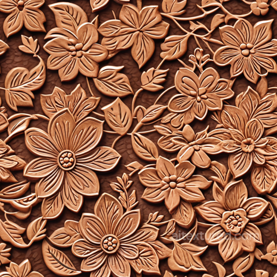 Embossed Floral Brown Leather PBR Texture with Raised Pattern Leather texture preview