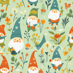 seamless Seamless 3D PBR Texture with Playful Easter Gnomes and Floral Motifs texture 8k free download PBR