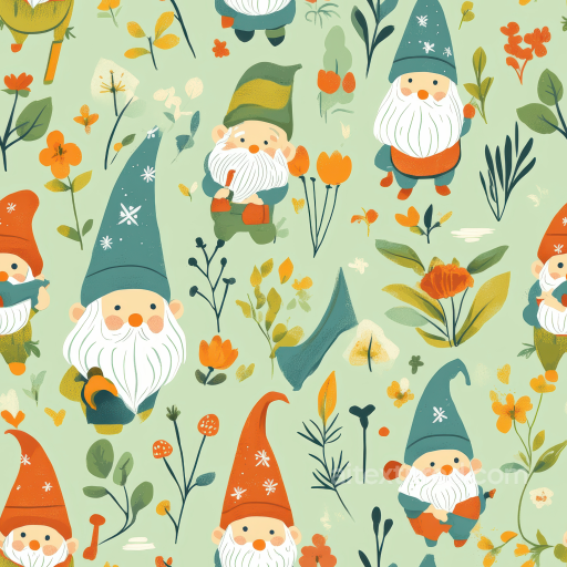 with Playful Easter Gnomes and Floral Motifs seamless All Easter Digital paper PBR texture