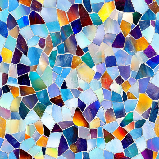 Seamless 3D colorful stained glass mosaic PBR texture with irregular chip pattern texture preview