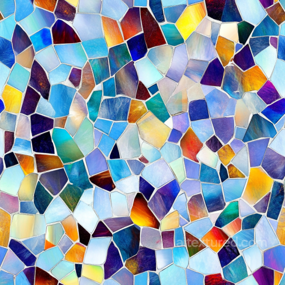 colorful stained glass mosaic PBR texture with irregular chip pattern Mosaic texture preview