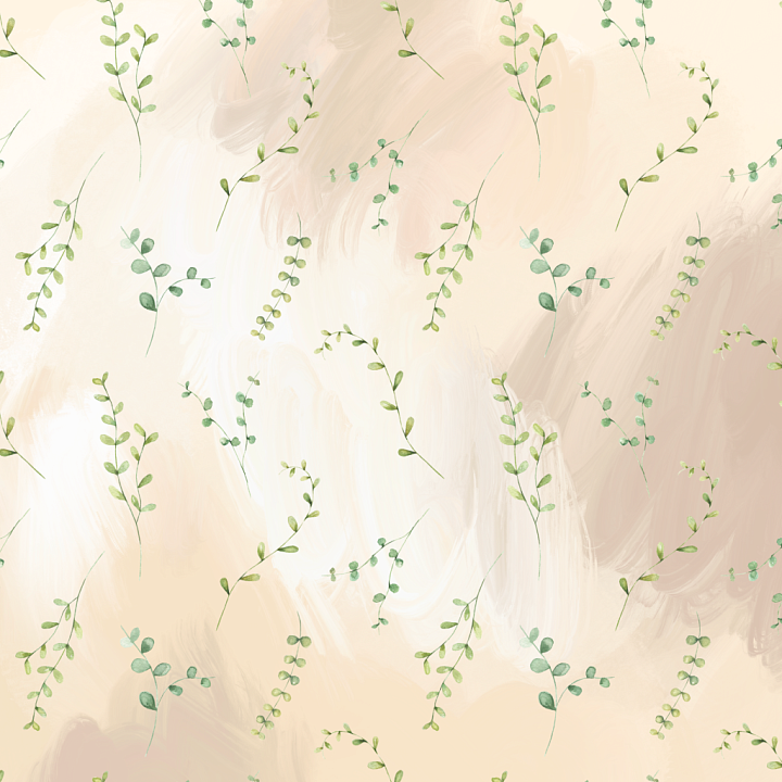 Watercolor Greenery with Soft Beige Brush Strokes seamless PBR texture preview