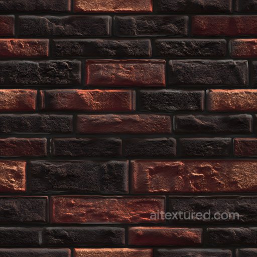 Dark Red and Black Cracked Brick Wall Texture seamless Brick PBR texture