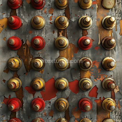 Seamless 3D PBR Rusted Metal Texture with Multi-Colored Paint Peeling and Corrosion