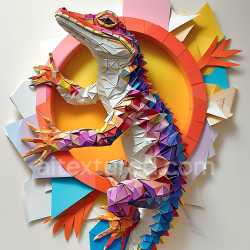 seamless Seamless 3D PBR Texture of Colorful Origami-Inspired Caiman Lizard Skin Pattern texture 8k free download PBR