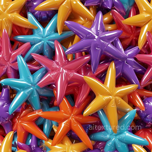 Inflated PBR Texture Featuring Colorful Puffy Star Shapes seamless Inflated PBR texture