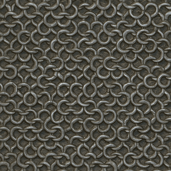 Of Chainmail Shirt With Scratched Metal And Riveted Rings seamless PBR texture preview