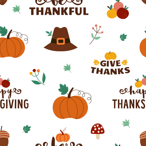 Featuring Thanksgiving-Themed Pumpkins and Festive Icons seamless Thanksgiving PBR texture