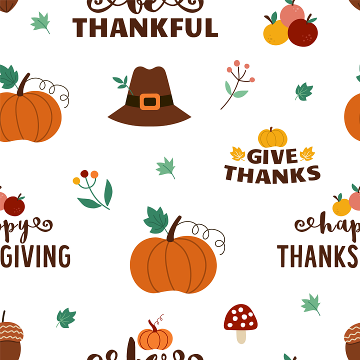 Featuring Thanksgiving-Themed Pumpkins and Festive Icons seamless PBR texture preview