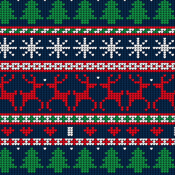 Featuring Christmas Knit Pattern with Reindeer and Trees seamless PBR texture preview