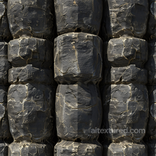 Basalt Rock Wall PBR Texture Featuring Rugged Blocky Stones with Cracks seamless Stone PBR texture