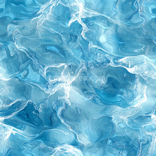 Seamless Stylized Turbulent Blue Water 3D PBR Texture with Foam Highlights